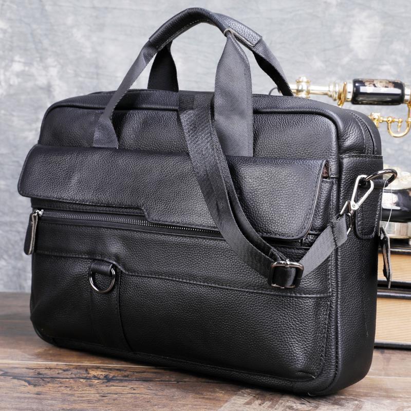 Laptop Accessories Box - Large Men's Genuine Leather Handbag for