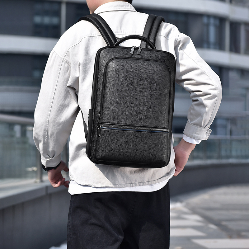 Laptop Accessories Box - PU Leather Men's Backpack USB Charging