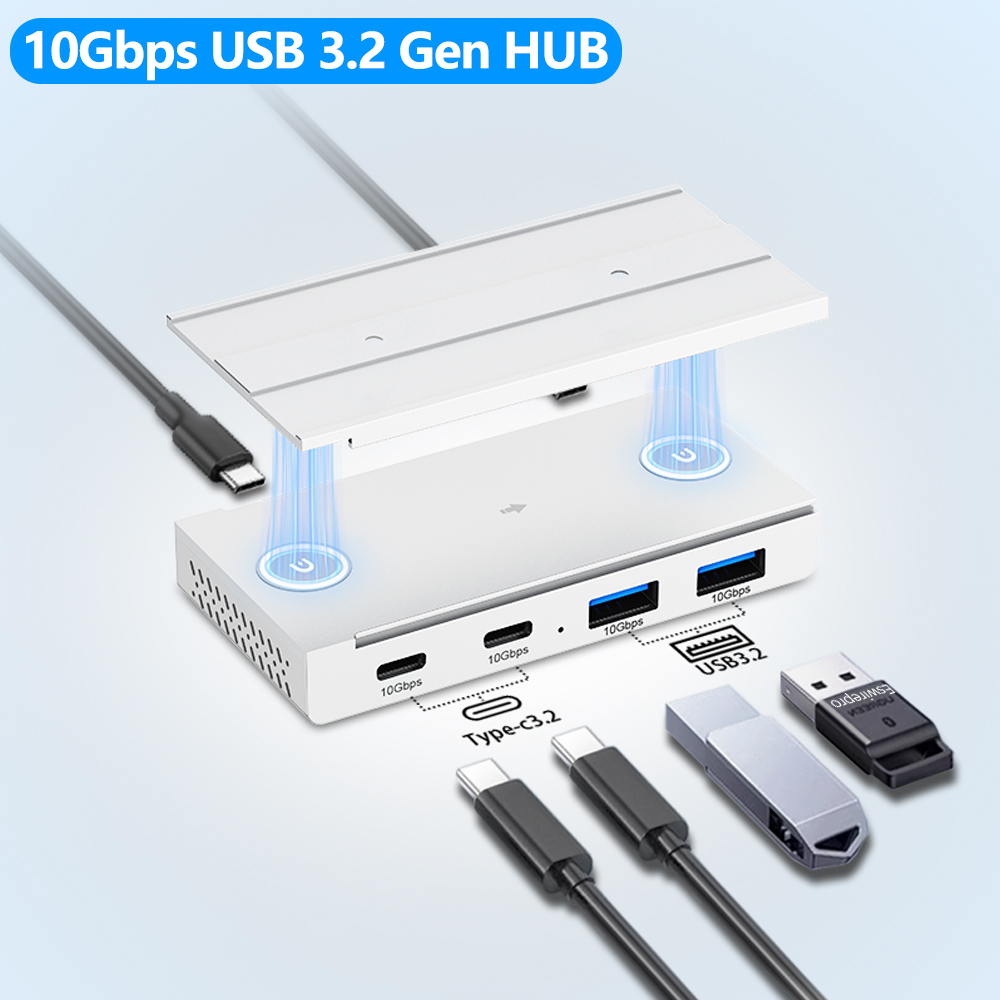 Laptop Accessories For Programmers - 10Gbps USB3.2 Gen2 HUB Desk Magnetic