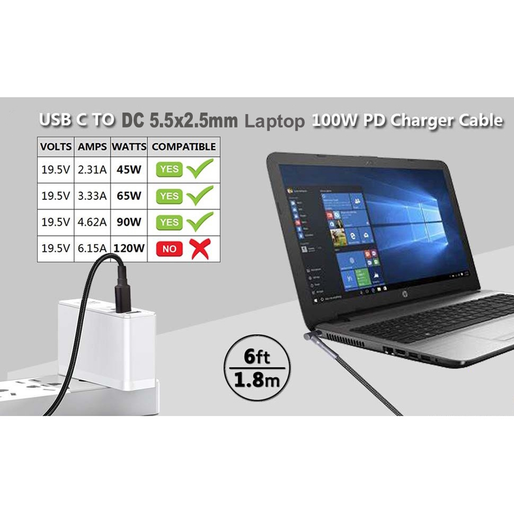 100W Type C to 5.5x2.5mm Male  - огляд і ціна Laptop Lock Cable