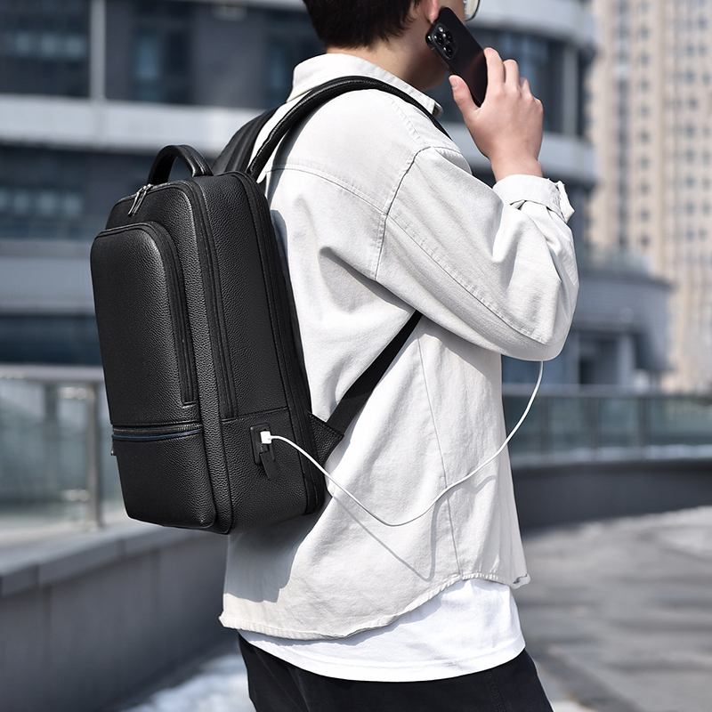 PU Leather Men's Backpack USB  - огляд і ціна Laptop Accessories Box