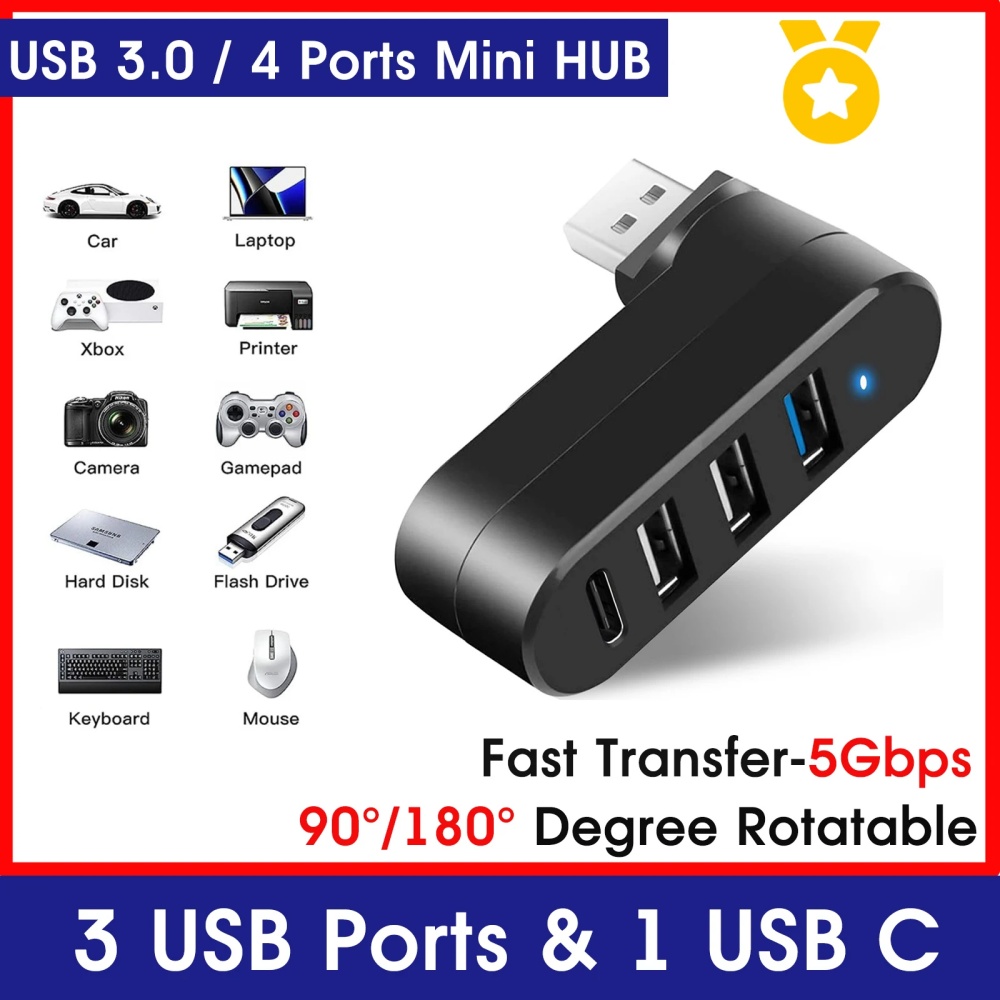 Mini Splitter 4 Ports USB Hub  - огляд і ціна Laptop Accessories For Programmers